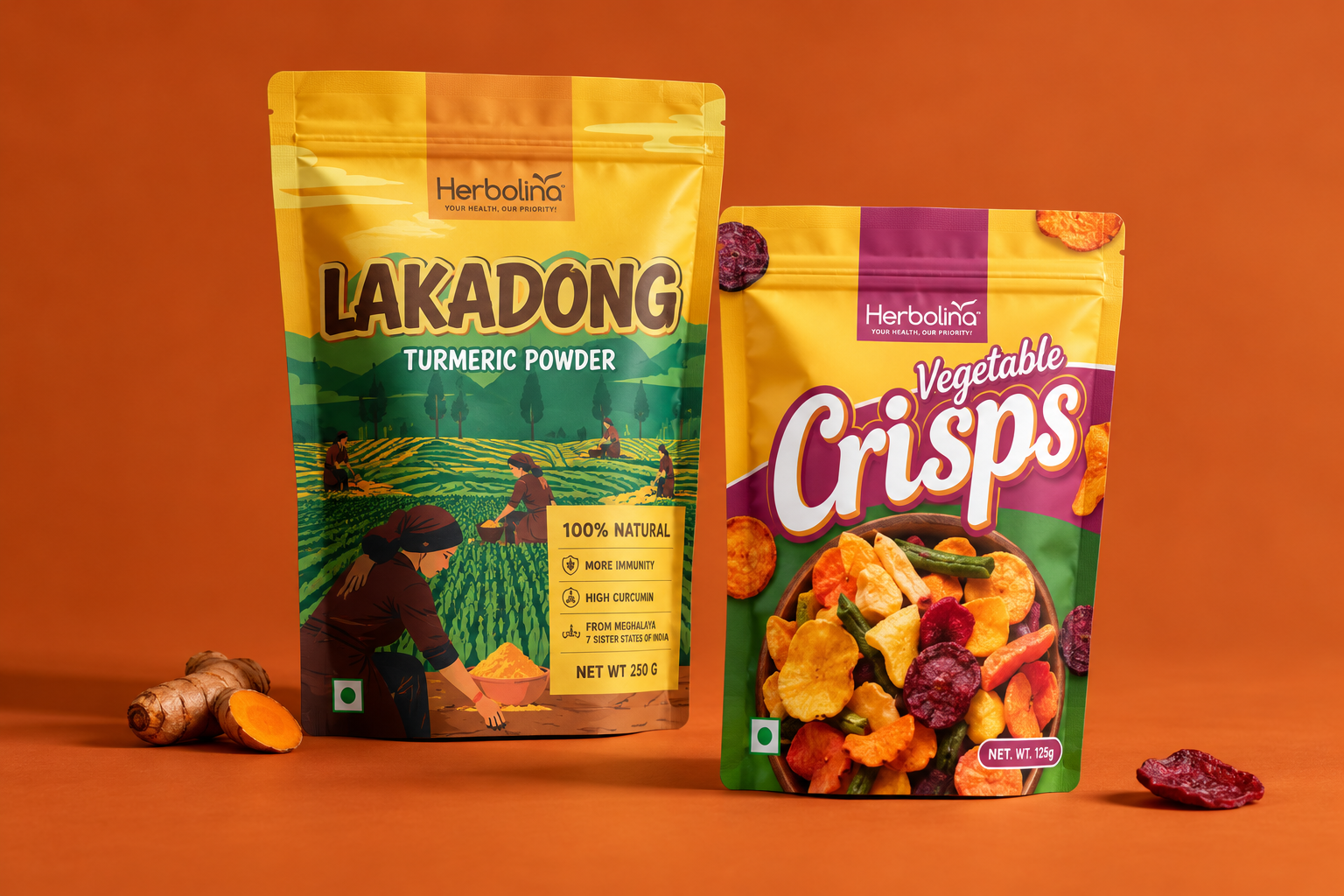 Herbolina Lakadong Turmeric & Vegetable Crisps